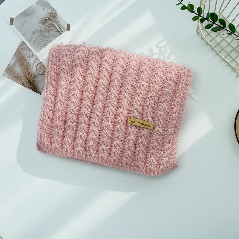 Korean-Style Red Wool Knit Scarf - Versatile Winter Neck Warmer for Women & Couples