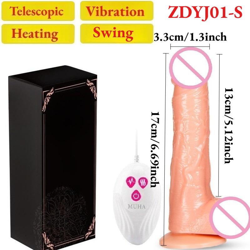 Thrusting Telescopic Realistic Dildo with Suction Cup Heating Swing Sex Toys Vibrator Masturbators Vagina Anal Massager Gode 18+