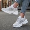 TUINANLE Comfortable Flat Heel Woman Silver Shoes Rivet Breathable Round Toe Lace Up Female Casual Bling Sneakers