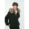 Dream Made American-Style Fur Collar Hooded Cardigan Sweater for Men, Autumn and Winter Thickened Couple Knitwear Jacket
