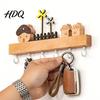 Wall Hanging Tool Hanger Solid Wood Key Holder with 6 Hooks Decorative Storage Rack Functional Hallway Organizer Space Saving Mounted for