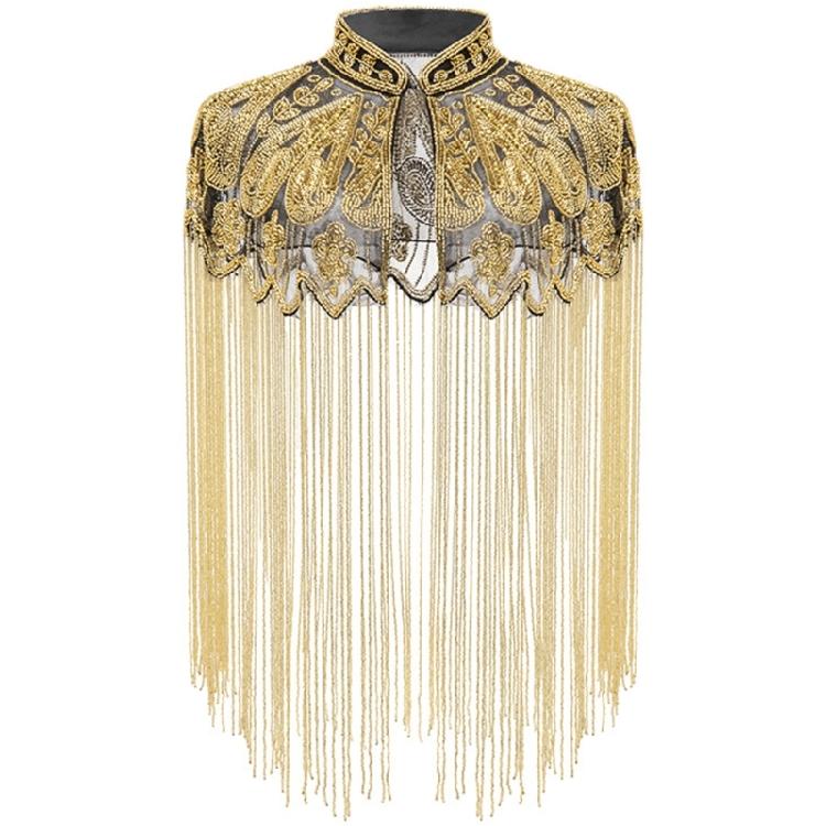 Mantelle Metalliche Filettate con Perline Coprispalle Elegante Accessorio Costume Per Eventi Festivi e Serate