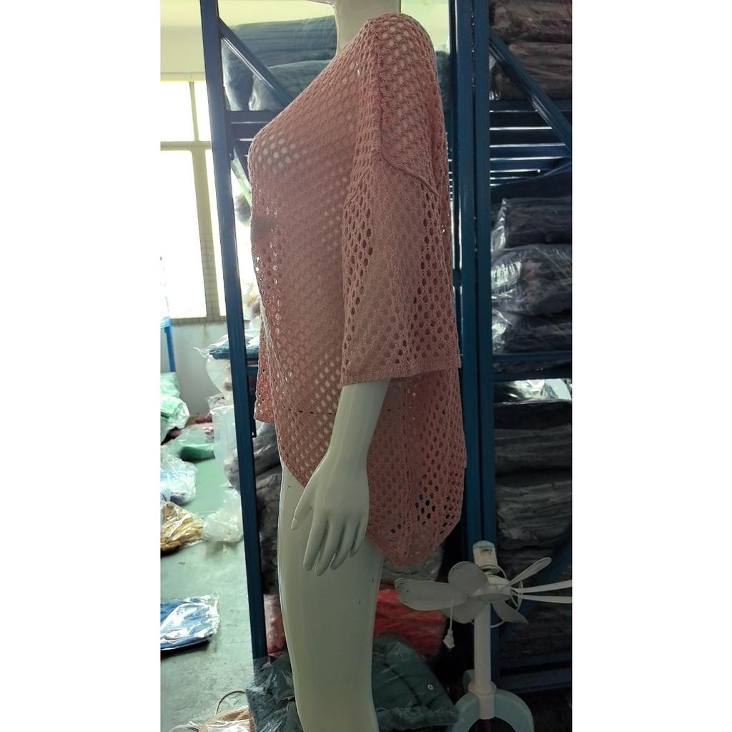 Women's Sweater Loose Hollow Knit Star Cardigan Round Neck Sun Shirt Summer Swimsuit Cover Up