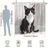 1pc Whimsical Black & White Cat Shower Curtain - Water Droplets, Monochrome Style, Durable Polyester, 12 Hooks, Easy Care