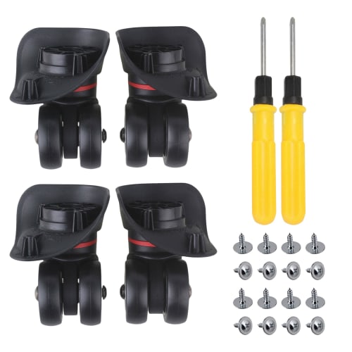 SHANOER 4-Piece Suitcase Tire Kit, Caster Wheels, Carry-on Wheels, DIY Replacement/Repair, 115W Series, W042, Black