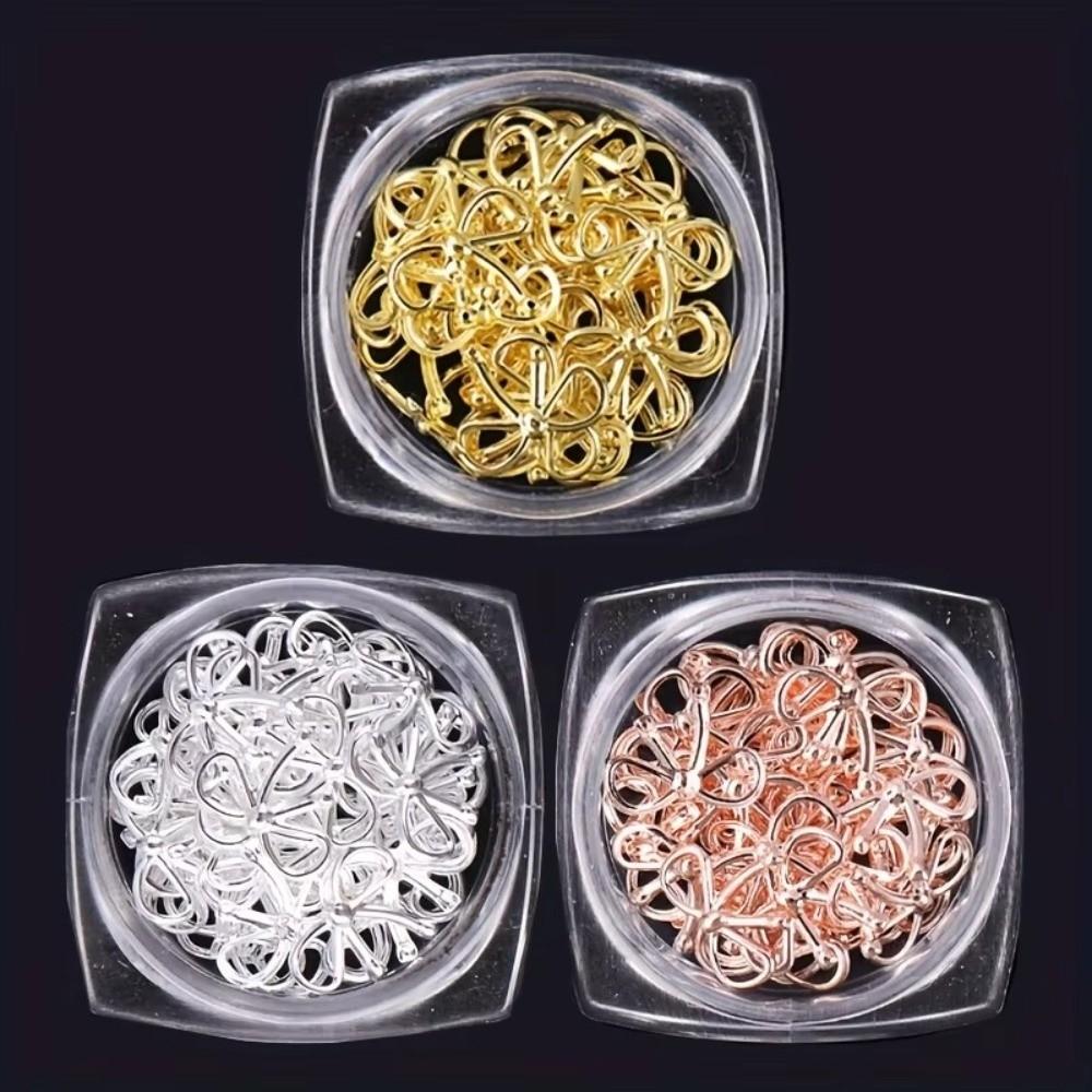 3D Nail Art Rhinestones Gold Silver Nail Art Decorations Y2K Style