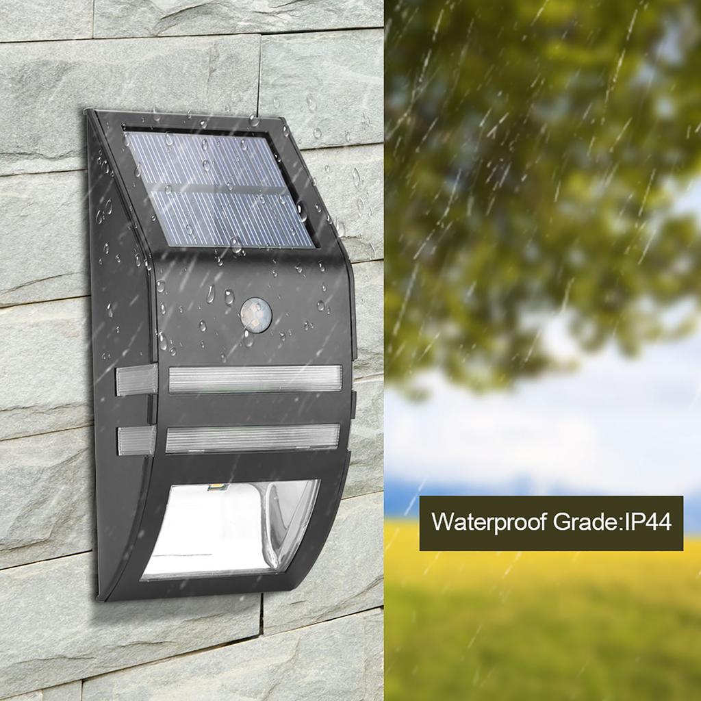 Solar Powered PIR Motion Sensor 2 LED   Wall Light Garden Security Lamps Black Warm White