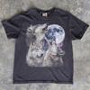 T-shirt Trois Loups Hurlement Lune, T-shirt Graphique Nature Cosmique Faune Sauvage