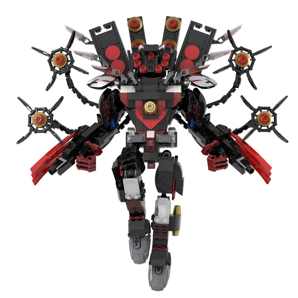 606pcs Hell Guitar Speaker Man Building Block Model Popular Video Horror Game Mech Assembly Brick Toy Gift for Toilet Fans