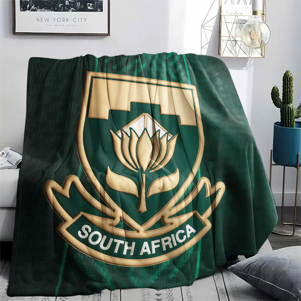 South Africa national football Printed Flannel Blanket, soft throw for bedroom sofa, washable,soccer fan merchandise, great gift.