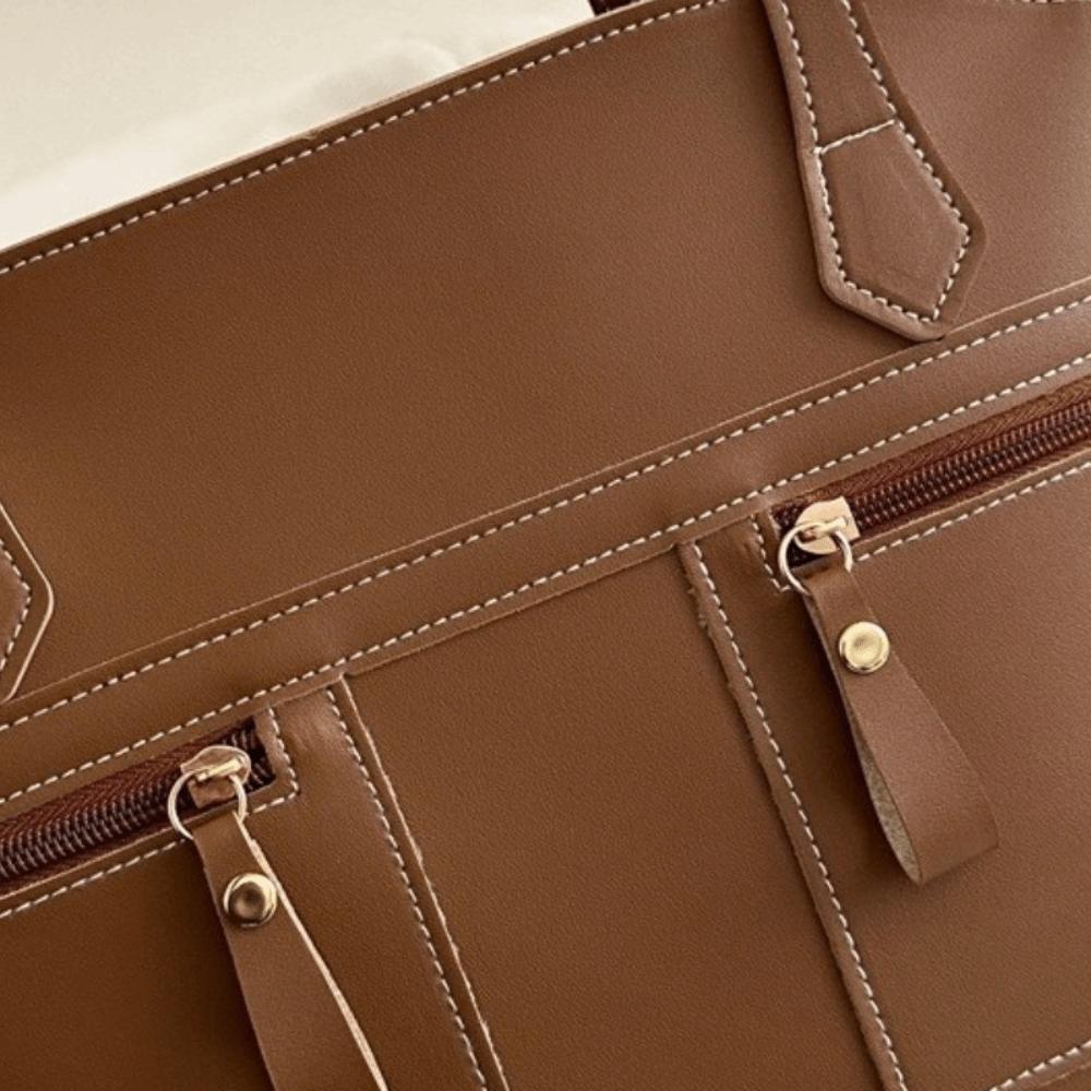 PU Leather Double Pockets Commuting Bag Large Capacity Handbag Trend Underarm Bag Travel