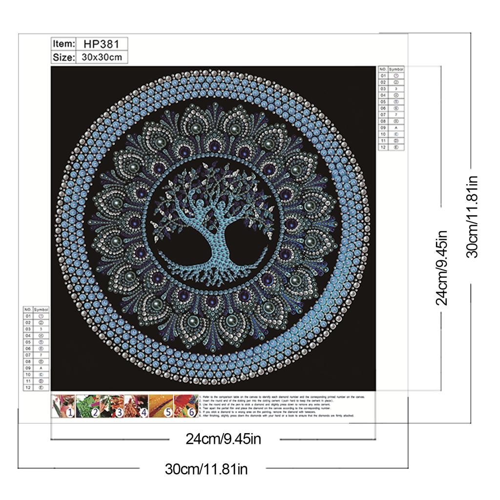 Gör-det-själv Mandala Pärlmålning Konstkit 25x25cm Pärlkonstmålning Utan Ram för Vuxna Nybörjare Hemväggdekor