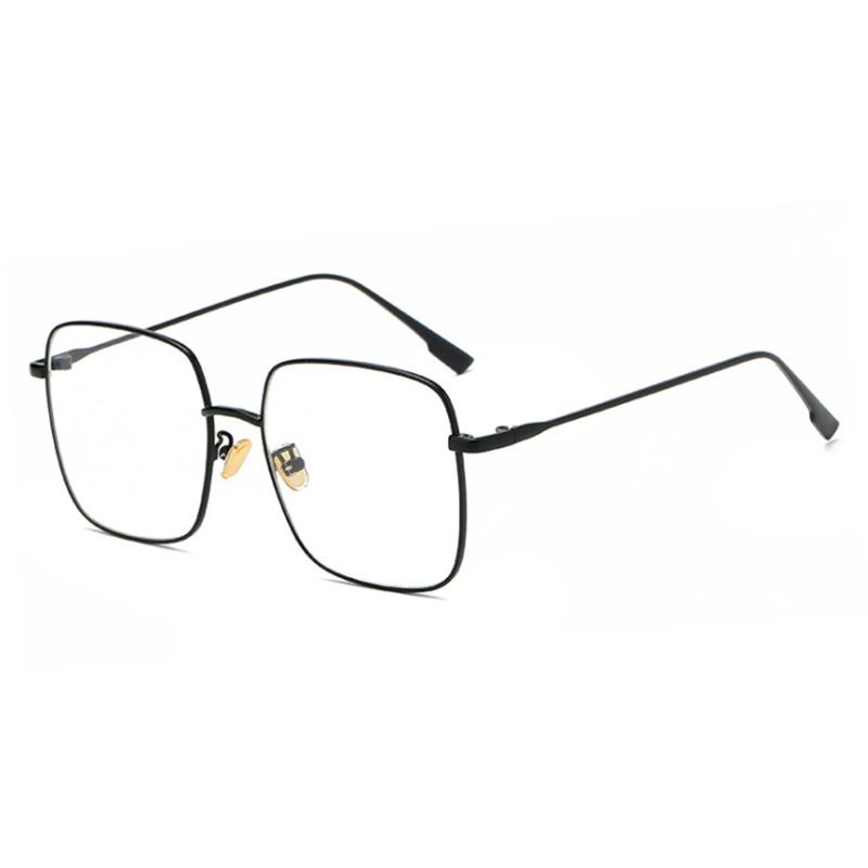 Big Frame Square Myopia Women Diopter Eyeglasses Metal Black Nearsighted Eyeglasses Prescription 0 -0.5 -0.75 To -6.0