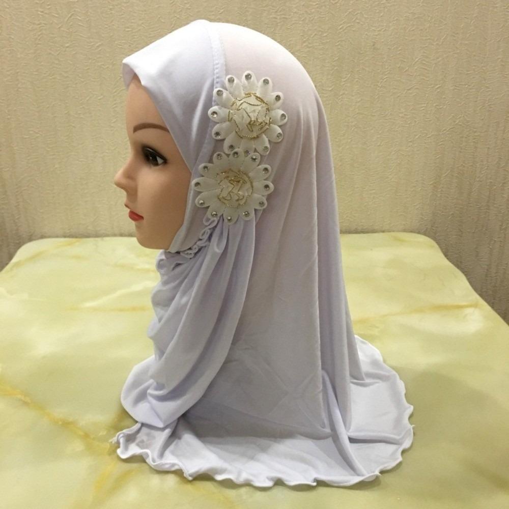 Soft Girls Prayer Hat Turban Ethnic-Style Patterns Head Wrap Fashion Children Hijab Daily Wear