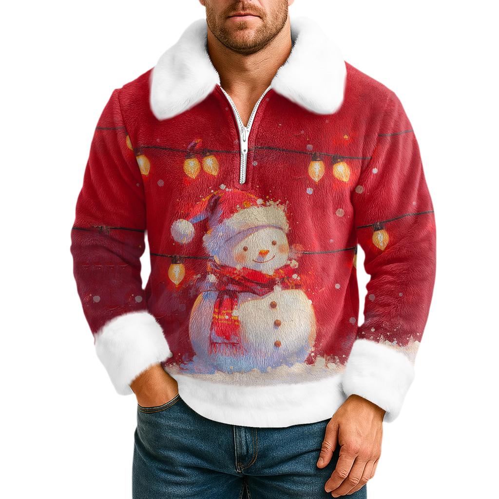 Pánská volnočasová mikina s polovičním zipem a kapucí s vyklápěcím límcem