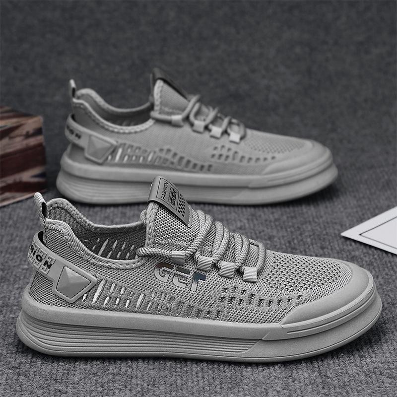 Summer Breathable Flying Woven Tide Shoes Hollow Sports Running Shoes Men'S Fashion Casual Shoes Summer Comfortable Single Shoes