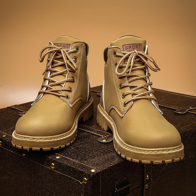 Autumn men's shoes versatile high-top Martin boots platform tooling shoes heightening casual shoes Korean version trendy shoes labor insurance shoes m