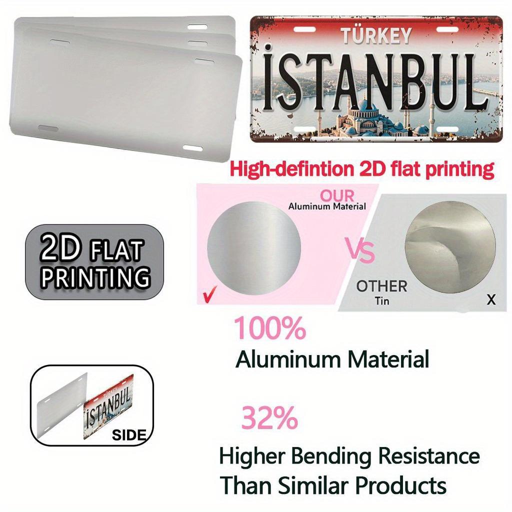 Printing, , Istanbul Turkey Vintage Metal Aluminum Sign License Plate, Decorative Sign and Plaque (11.9X6inch), Travel Souveni