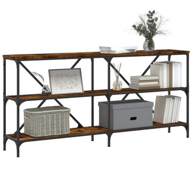 Console Table Smoked Oak Finish 160 X 30 X 75 Cm Particleboard and Iron