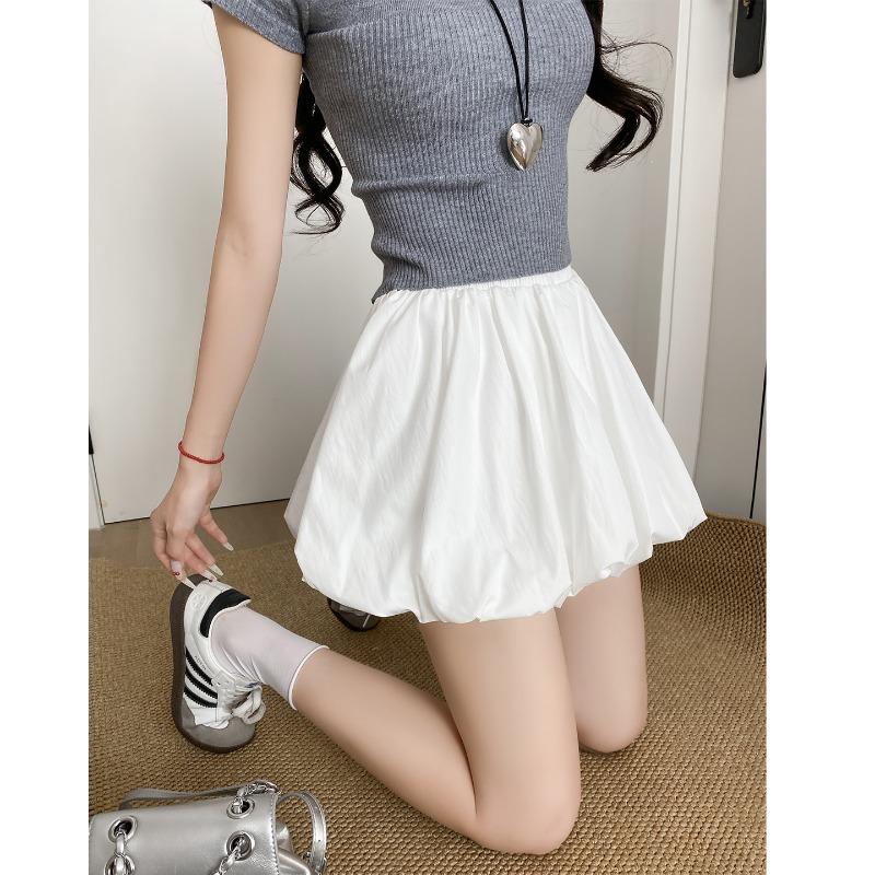White bud trouser skirt short women's new summer high waist word skirt small fluffy cake skirt