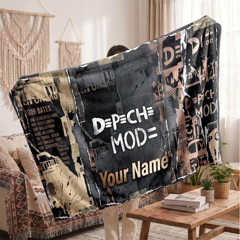 Depeche Mode Flanelldecke, Personalisierbarer Text mit Namen, Weiche Überwurfdecke, Heimdekoration, Geschenk