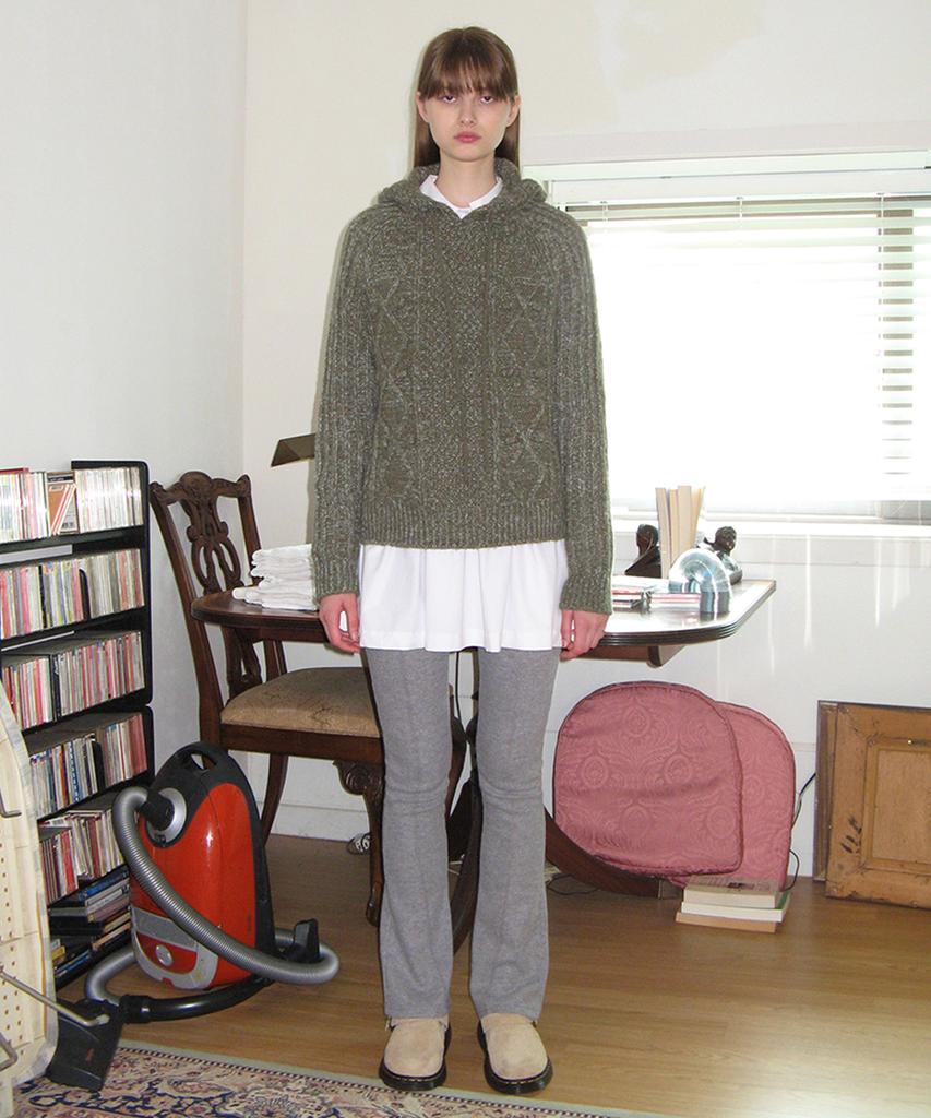 SINOON Cable Knit Hood (Khaki)