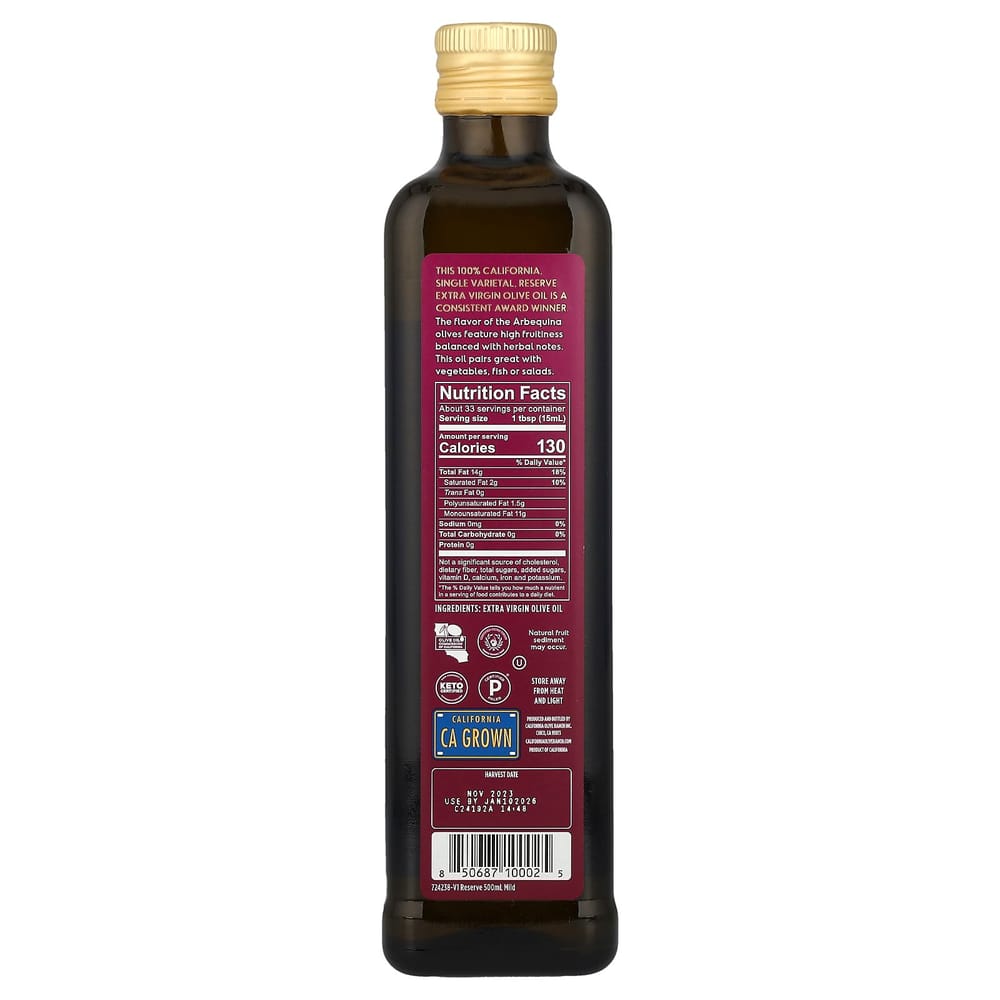 California Olive Ranch 100% Kalifornisches Natives Olivenöl Extra Sorte Arbequina 500ml (16,9 fl oz)