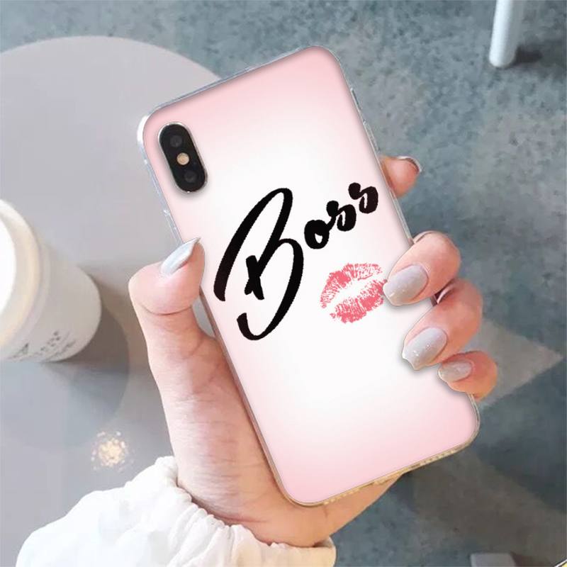 Girl Boss Pink Damen Macht Text Slogan Handyhülle für iphone 13 8 7 6 6S Plus X 5S SE 2020 XR 11 12 mini pro XS MAX