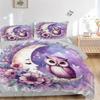 3pcs Moon Owl Bedding Set - Includes Comfortable Bedding with Stylish Design for Bedroom M076