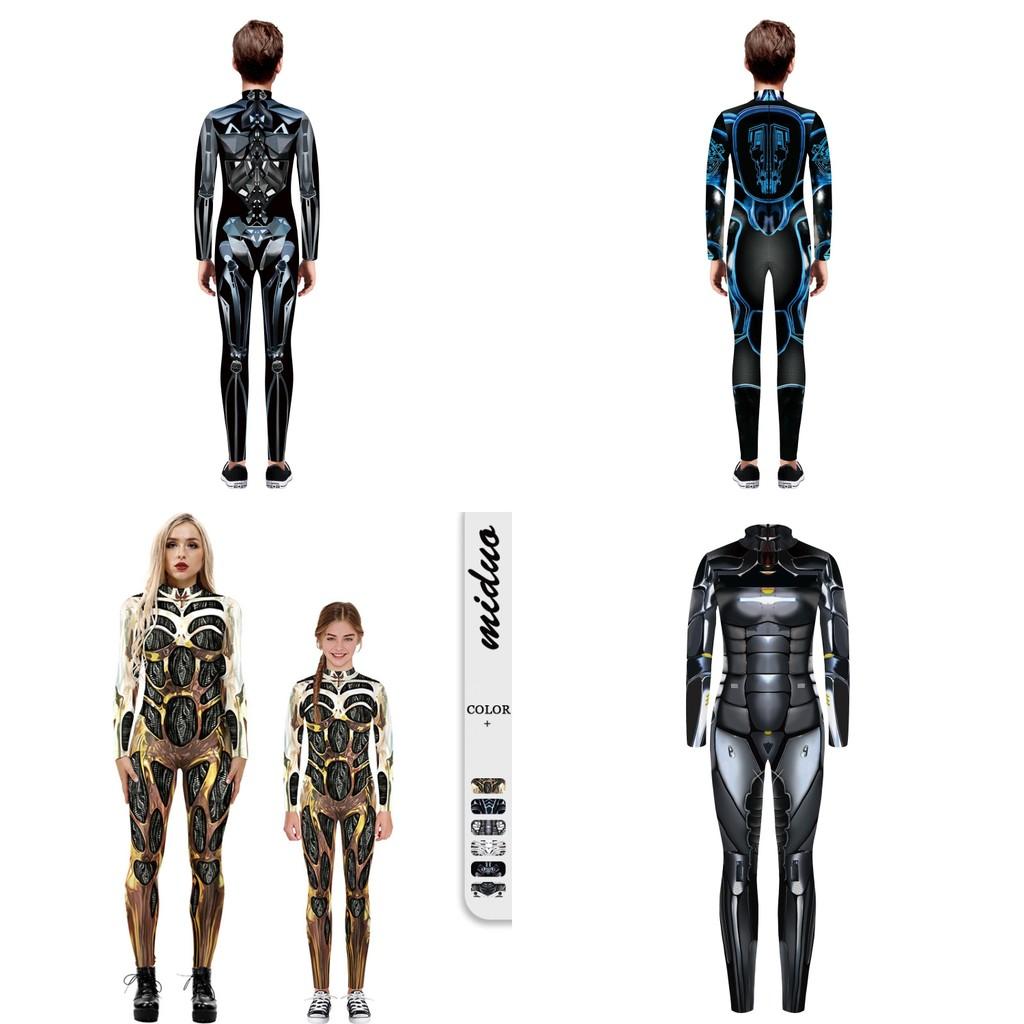 Sexy Robot Armor Print Halloween Cosplay Slim Fit Jumpsuit Bodysuit Costume