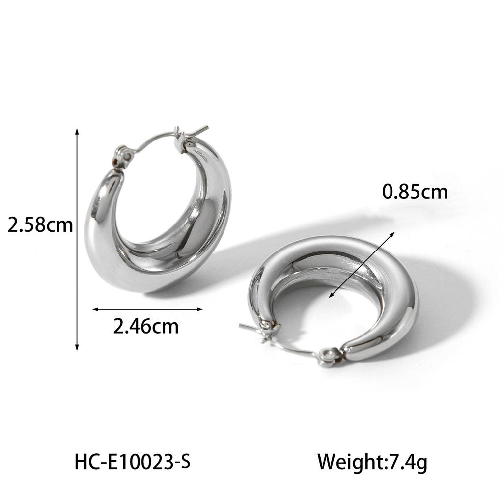 Fashionable Niche Design High-end Titanium Steel Gold-plated Geometric Earrings, Elegant Hollow Round Style for Women