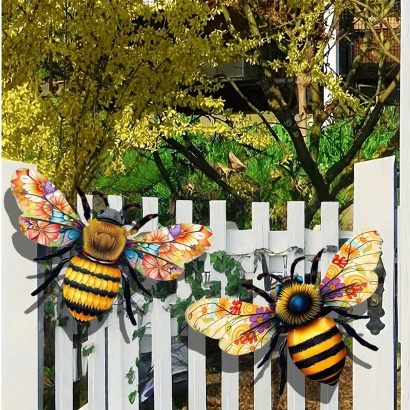 Creative Bees Wall Hanging Decoration For Garden Window Balcony And Outdoor Decoration Handcrafted With Rustproof Finish