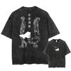 Tricou Streetwear Tricou Grafic Anime Japonez Bărbați Harajuku Bumbac Casual Tricou Mânecă Scurtă Topuri Tricouri Negru Spălat