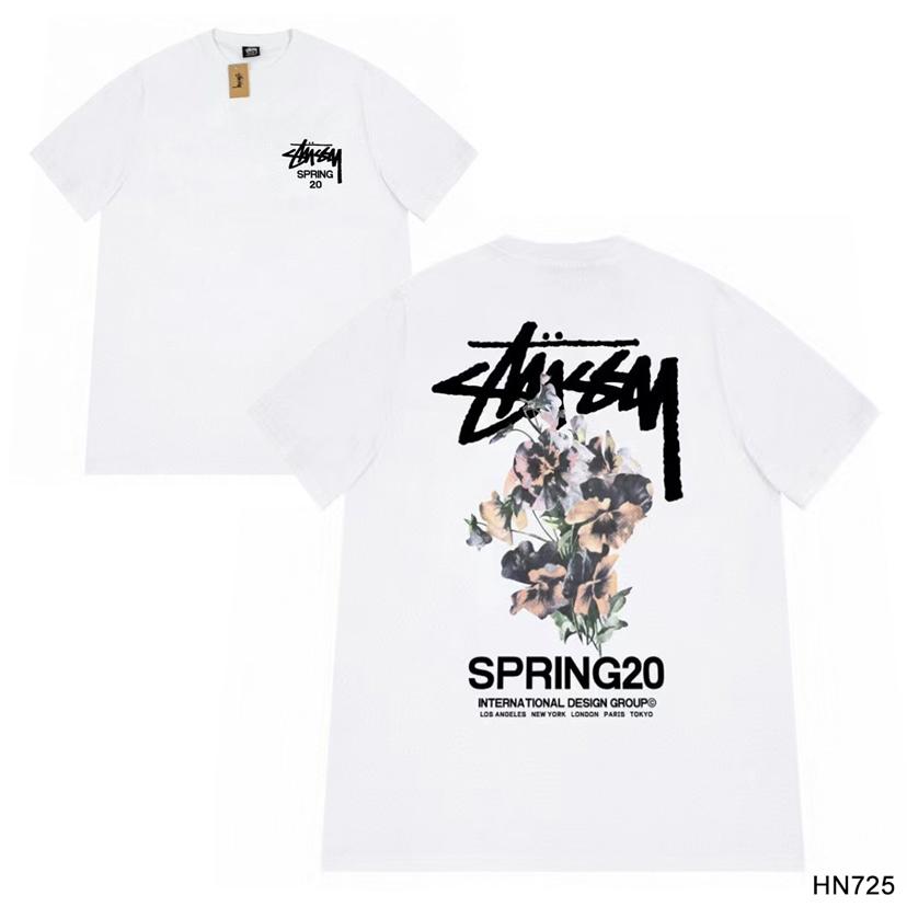 Stussy 2025 Sommer Neues Hochwertiges Rundhals-T-Shirt aus Baumwolle für Männer und Frauen Klassisches Logo mit neuem Musterdruck Paar-T-Shirt
