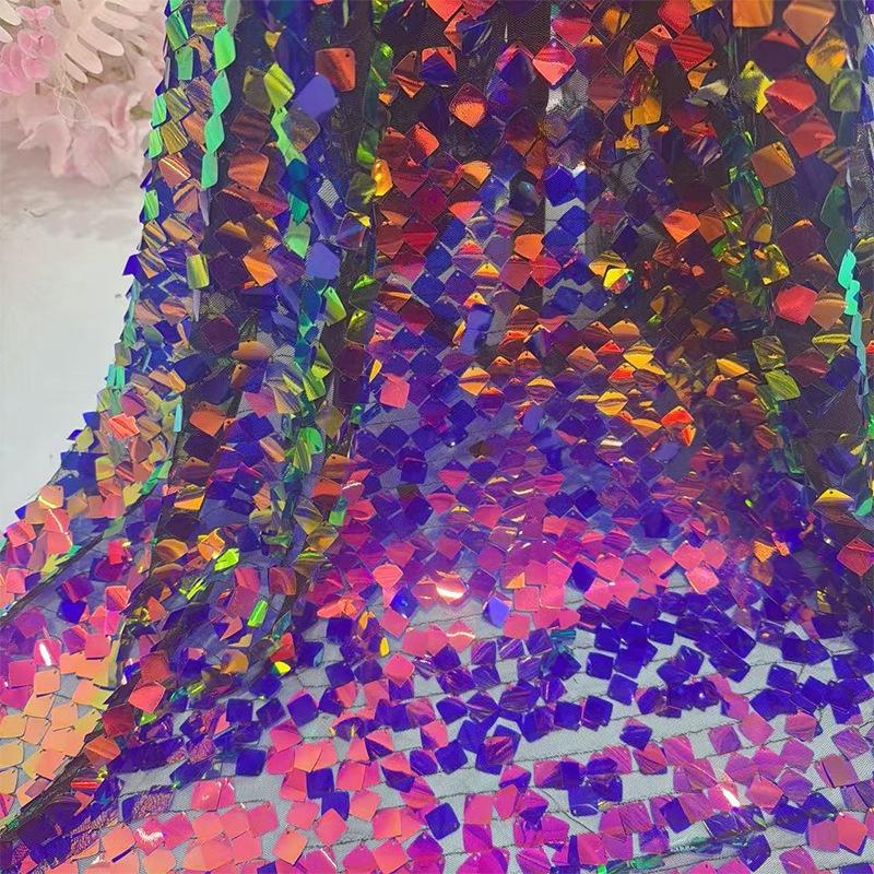 

Colored Square Fabric Fish Scale Shaped IridescenceFor DIY Sewing Originality Clothing Cloth Stage Background Decoration 1Yard
