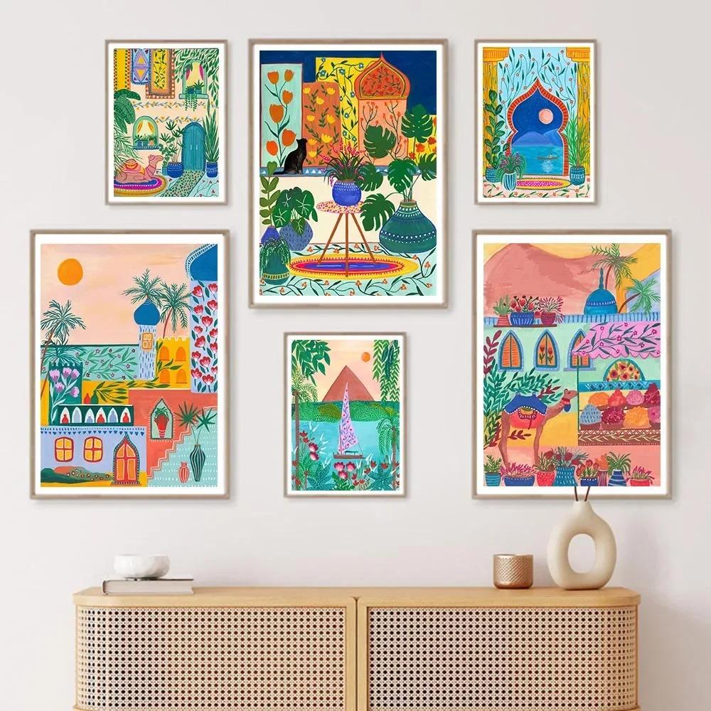 Egypt Morocco Travel Wall Art Canvas Painting Tropical Jungle Animals Leopard Tiger Posters Prints Home Decor Housewarming Gift