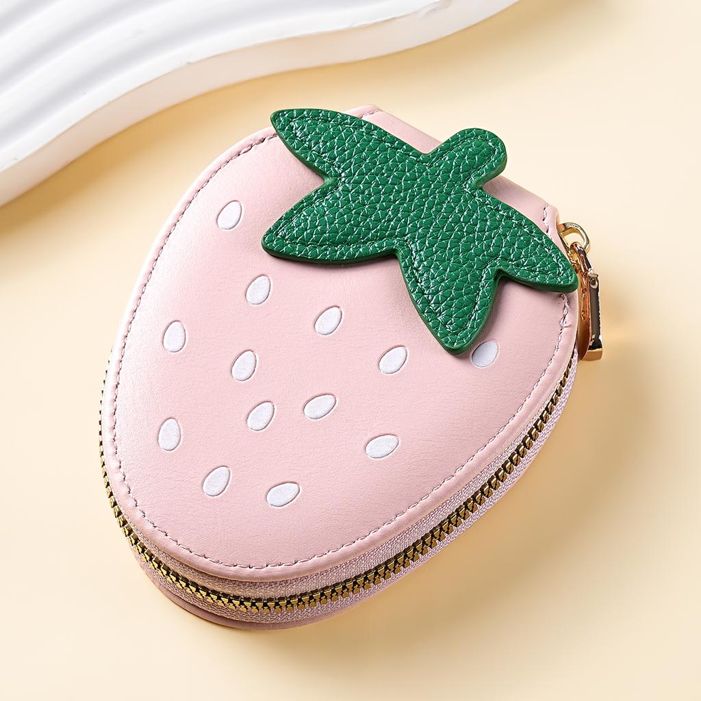 New Product Cute Little Strawberry PU Coin Purse Explosive Fruit Coin Storage Bag Can Be Hung Bag Organ Card Bag