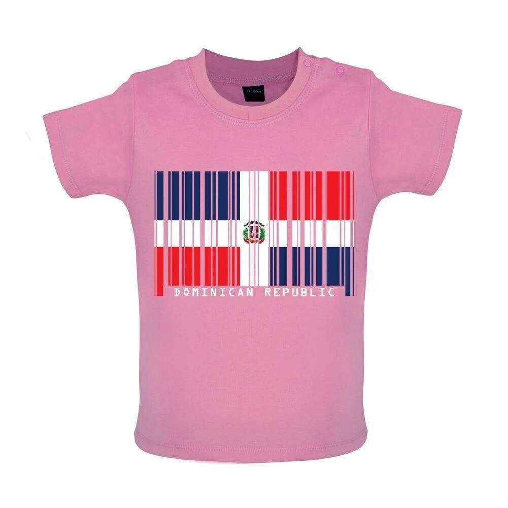 Dominican Republic Barcode Style Flag -Baby Kids Boys Girls Unisex T-Shirt / Romper Tees Top- Flags Santo 100