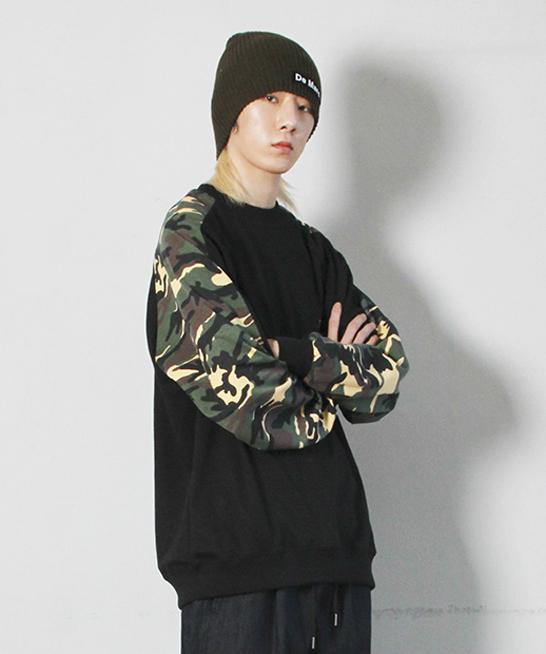 Deumakeu M Military Color Block Raglan Logo Sweatshirt Black
