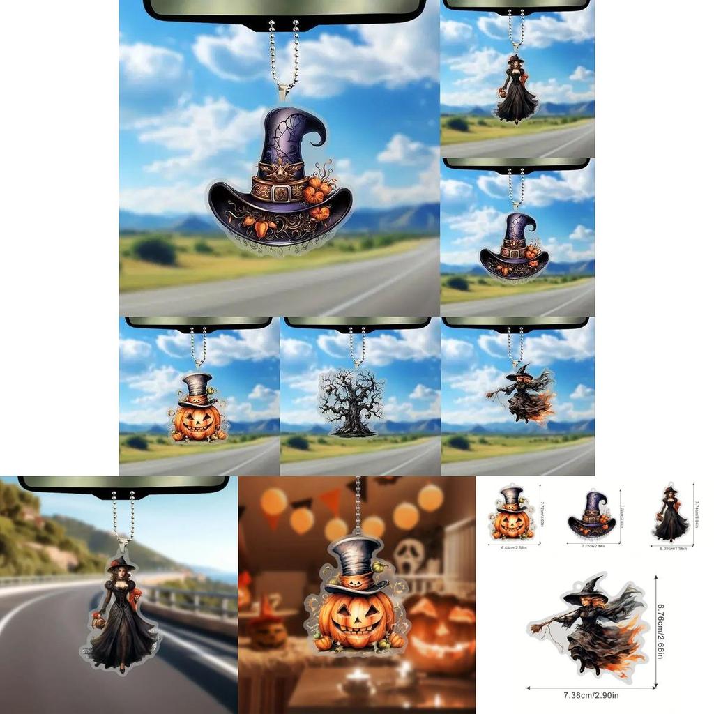 Stylish Retro Acrylic Car Hanging Ornament Gothic Design Perfect For Halloween Decor