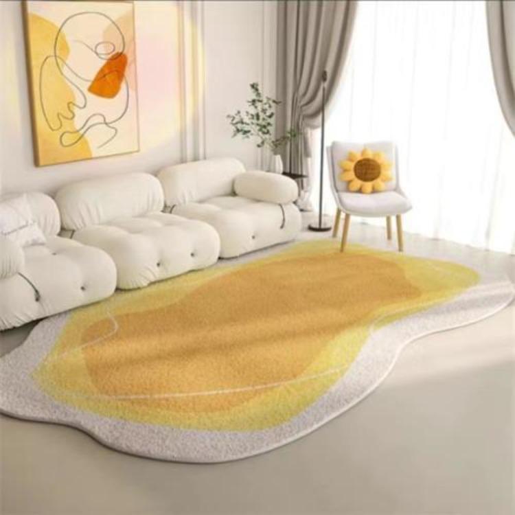 Unregelmäßig geformter Teppich für Wohnzimmer, hellgrüne Wolken für den Heimgebrauch, unregelmäßiger Schlafzimmerteppich