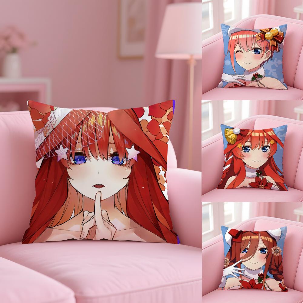 Quintuplets M-Miku N-Nakano W-Waifu Pillow Case Soft Plush Fabric Double-Sided Printed Cushion Cover Warm Winter Sofa