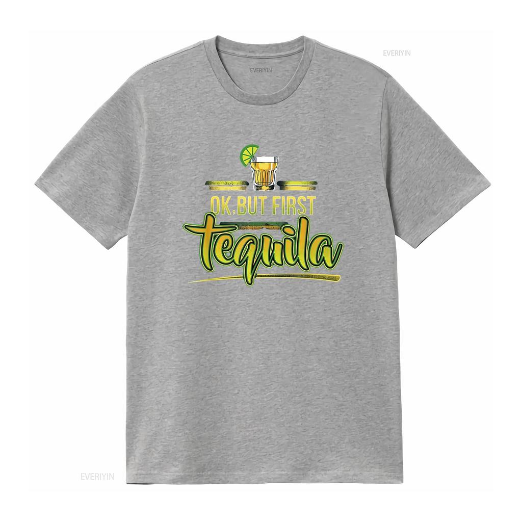 OK But First Tequila Mexican Party Shots Fun Weeke Women s  T Shirt with Trendy Prints Perfect for Summer vintage Washed