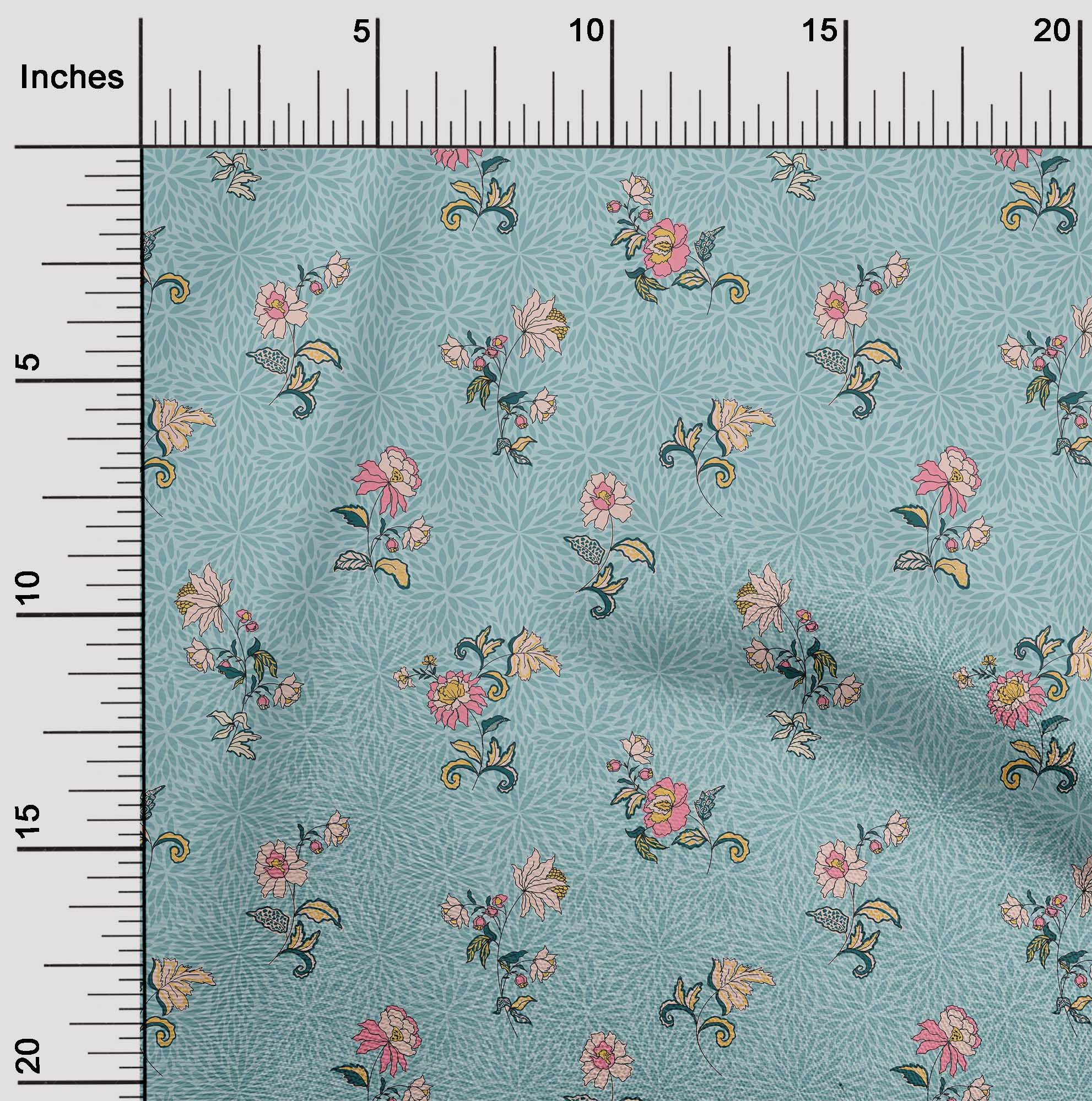 

oneOone Тканина Cotton Flex Dusty Grey Fabric Leaves & Floral Художня тканина для пошиття друкованої тканини для рукоділля у дворі 40 дюймів 42 Inch Wide - Viscose Chiffon синій