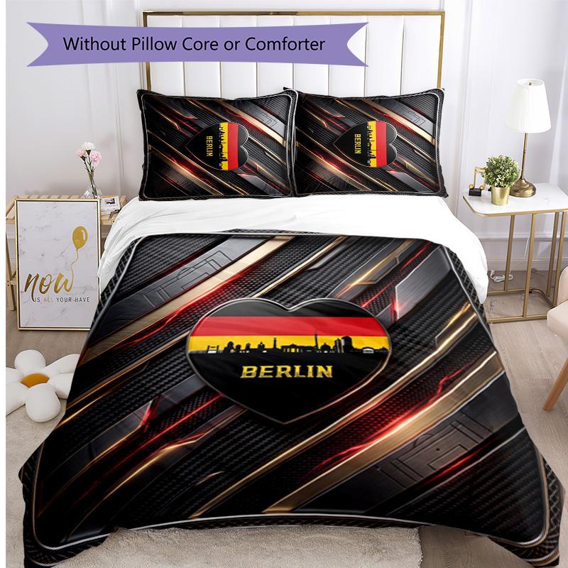 Germany Football Printed Bedding 3 Piece Set Cozy Breathable Bed Cover Set as Housewarming Holiday Gift