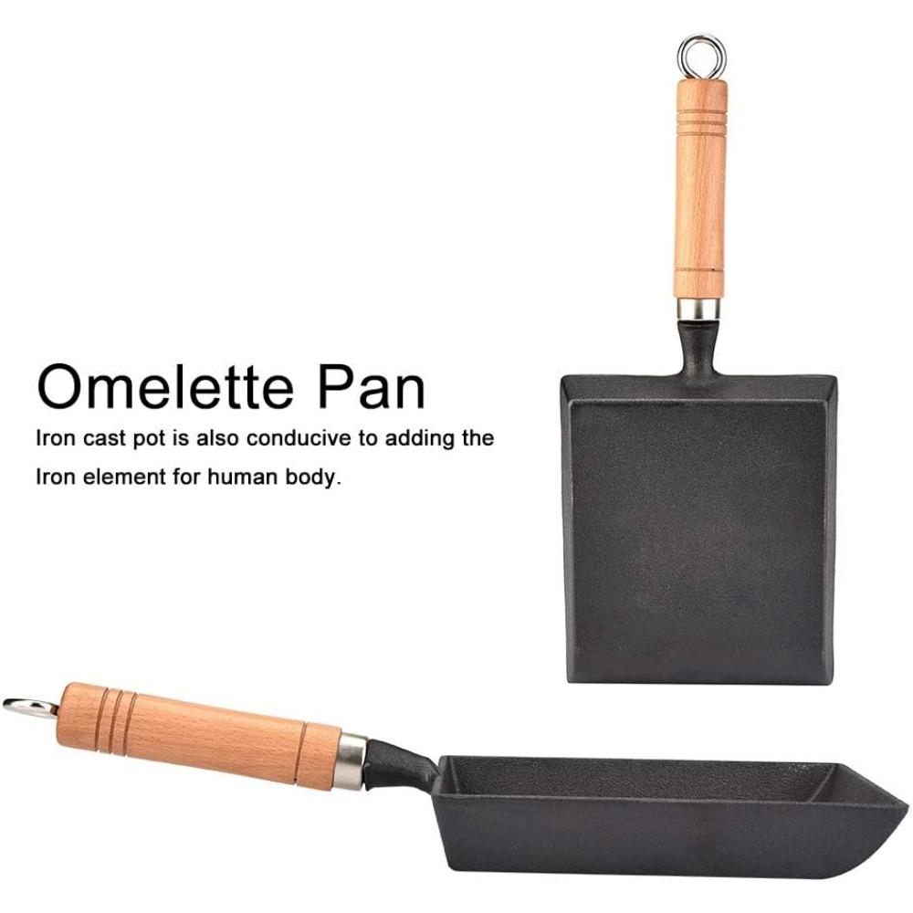 Cast Iron Tamagoyaki Pan Square Frying Pan Durable Reusable Egg Omelet Pan for Frying Eggs Pancakes Household Cooking Tools