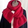 Korean Style Versatile Knitted Scarf for Women - Green, Blue, Red, Warm & Stylish for Autumn/Winter