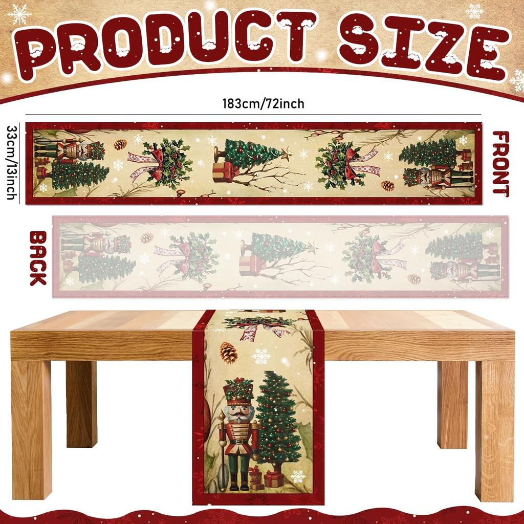 Christmas Tree Nutcracker Soldier Linen Table Runner Party Decor Winter Xmas Kitchen Dining Table Runners Christmas Decorations