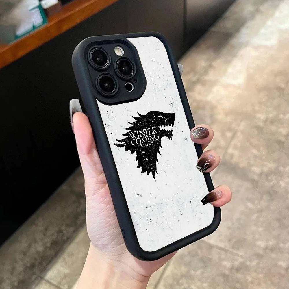 W-Winter Is C-Coming Phone Case For iPhone 17,16,15,14,13,12,11,Pro,Max,Plus,X,XS,SE4,E,Mini Black Thickened Border Case