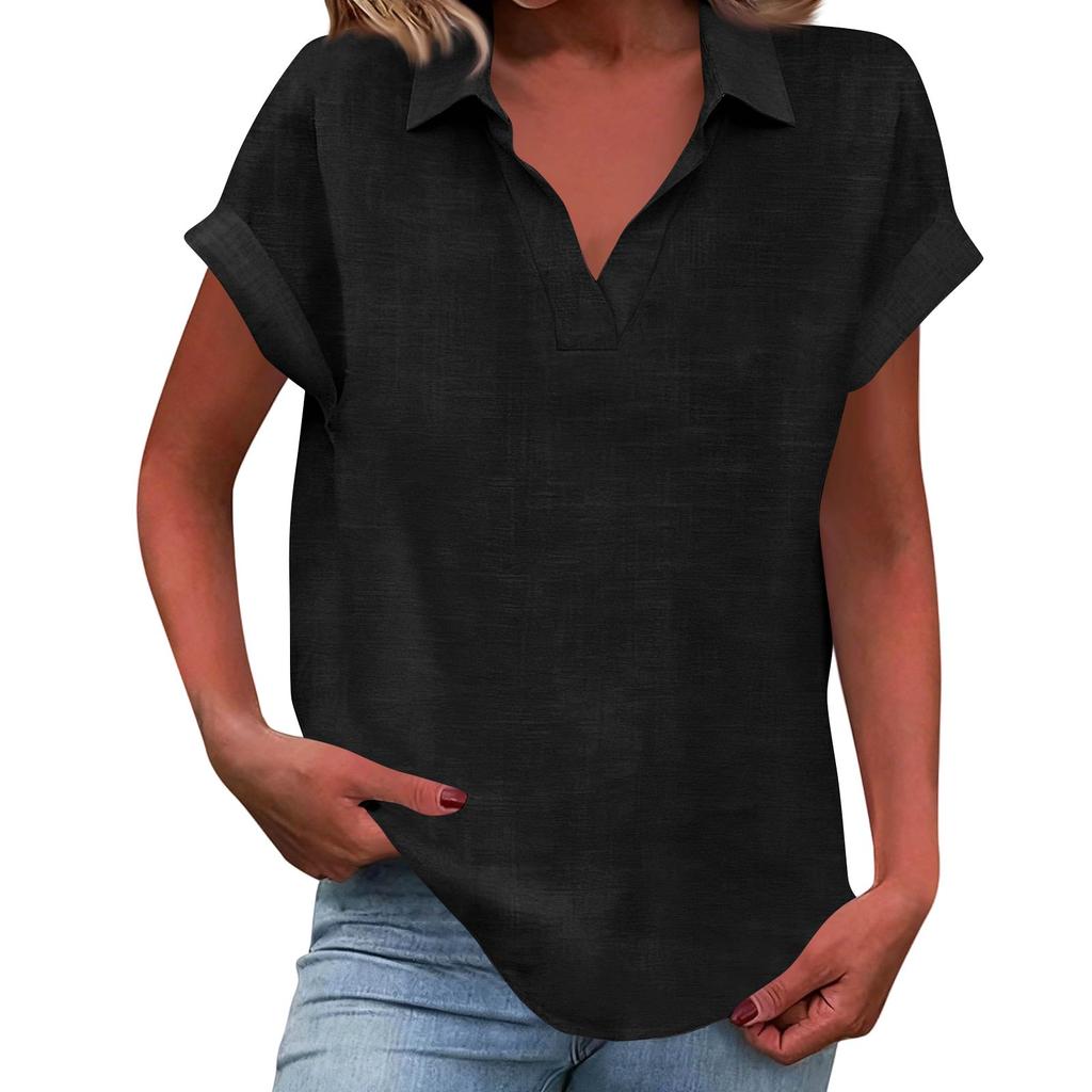 Damen Mode Lässig,Farbiges Kragenkurz,Kurzärmeliges T-Shirt,T-Shirt Top